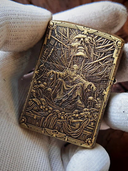 Warhammer 40K Emperor Golden Throne — CNC Engraved Brass Lighter