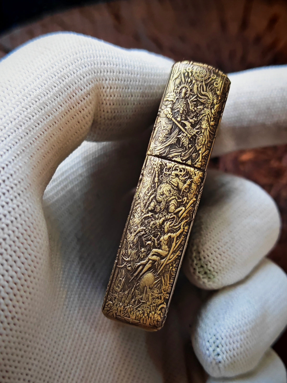 Warhammer 40K Emperor Golden Throne — CNC Engraved Brass Lighter